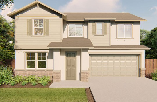 Melrose Azalea C elevation is a new Craftsman style single-family, 2-story home with 2-car garage and front covered porch.