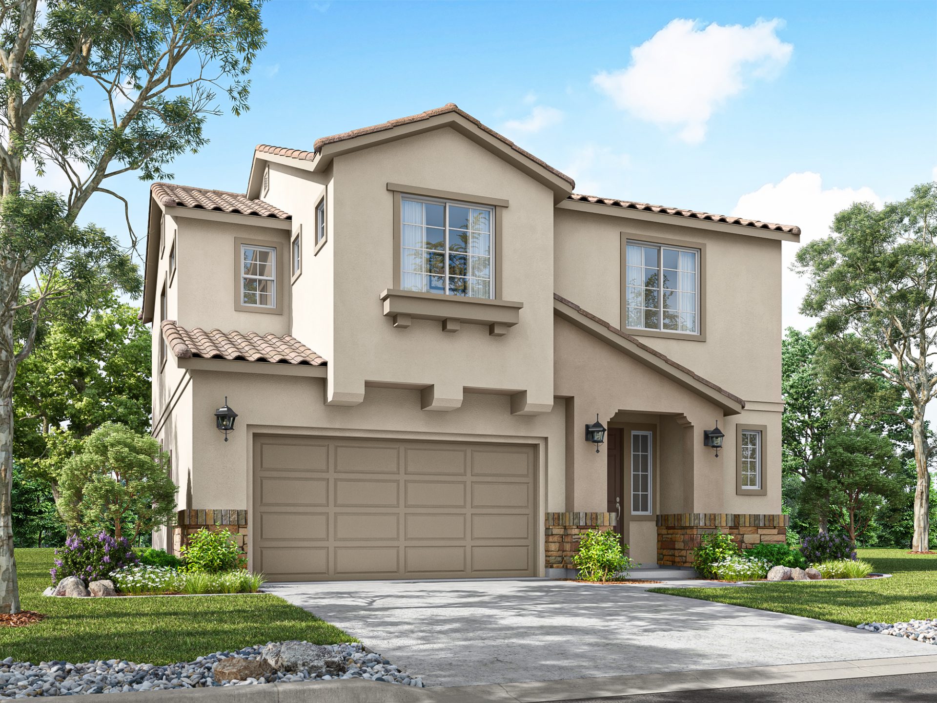 Liberty Aubrey A is a new Spanish style single-family, 2-story home elevation.