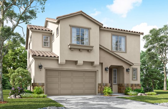 Liberty Aubrey A is a new Spanish style single-family, 2-story home elevation.