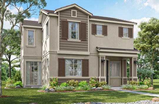 New construction Liberty Charlotte elevation C is a modern Craftsman style 2-story single-family home with covered front porch.