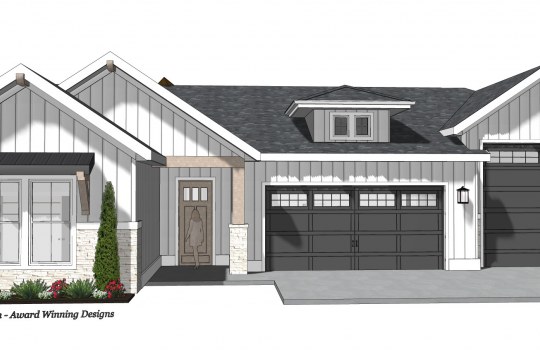 New construction Residence 10 elevation B is a modern Farmhouse style single-story, single-family home with 2-car and RV garage.