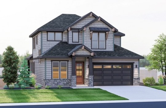 New construction Sterling Heights Residence 11 elevation A is a modern Craftsman style 2-story, single-family home with 2-car garage and covered porch.