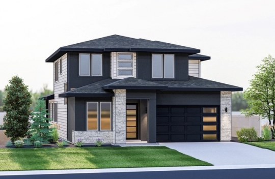 New construction Sterling Heights Residence 11 elevation A is a modern 2-story, single-family home with 2-car garage and covered porch.
