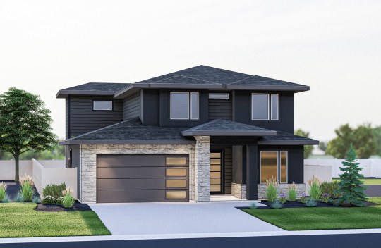 New construction Sterling Heights Residence 13 elevation A is a modern 2-story, single-family home with 2-car garage and covered porch.